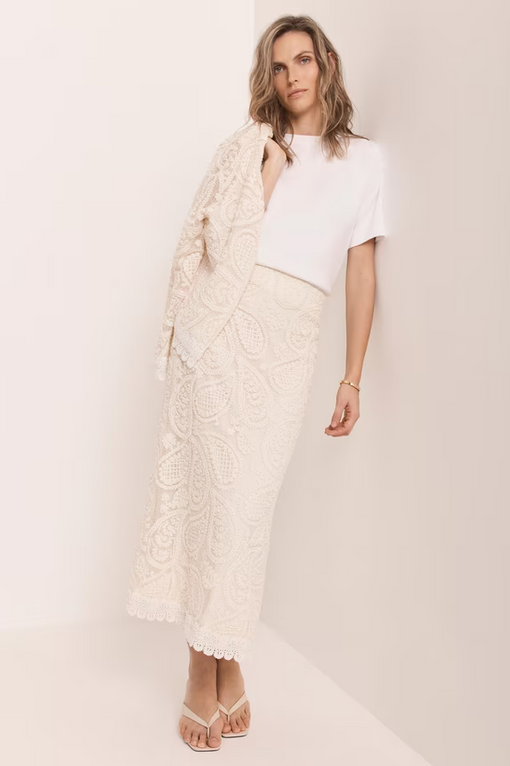 Paisley Crochet Midi Skirt