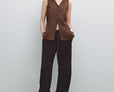 Long waistcoat with linen fabric detail