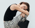 Geometric-print linen trousers