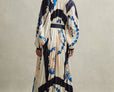 Daiya Printed Pleated Maxi Dress in Blue