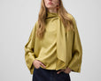 Draped neckline loose-fit top woman