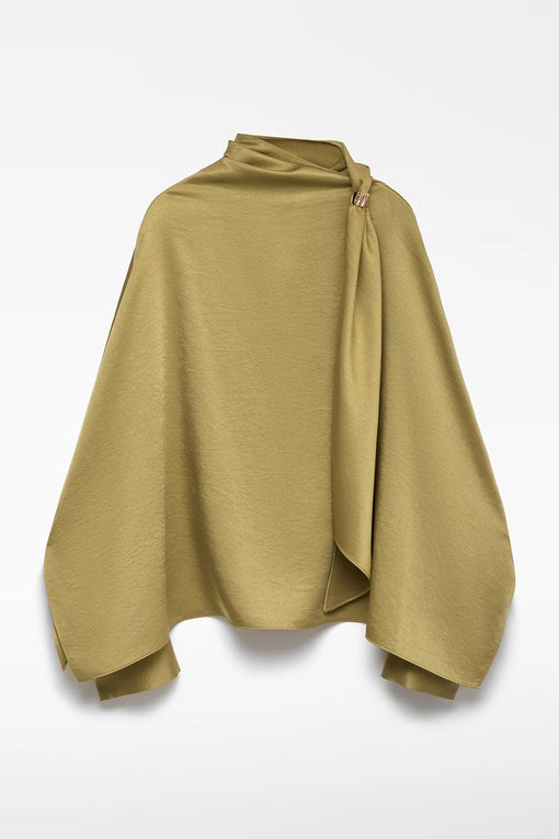 Draped neckline loose-fit top woman