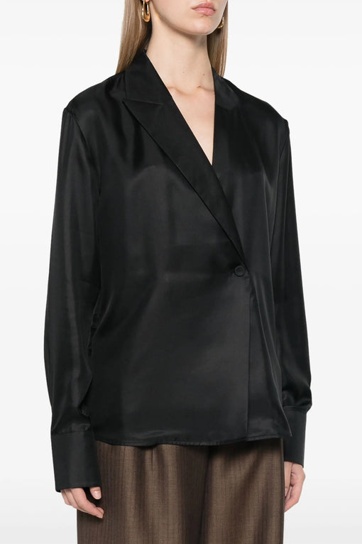 Asymmetric-lapels blouse
