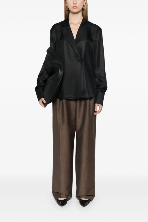 Asymmetric-lapels blouse