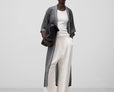 PLATED KNIT KIMONO JACKET WOMAN