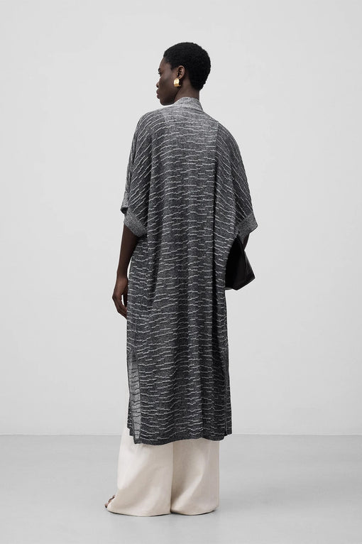 PLATED KNIT KIMONO JACKET WOMAN