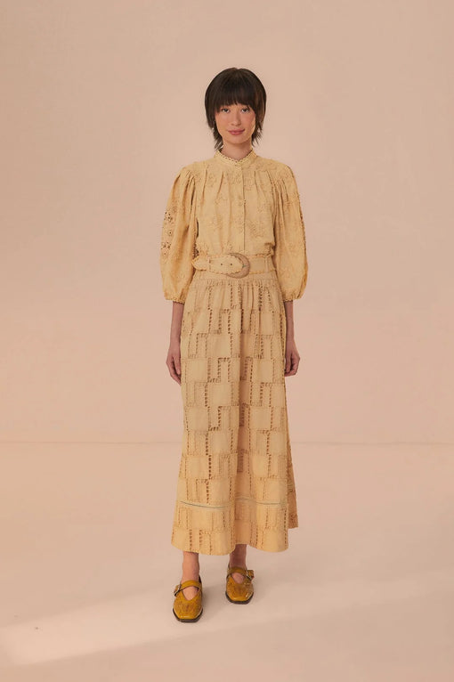 Sand crochet midi skirt