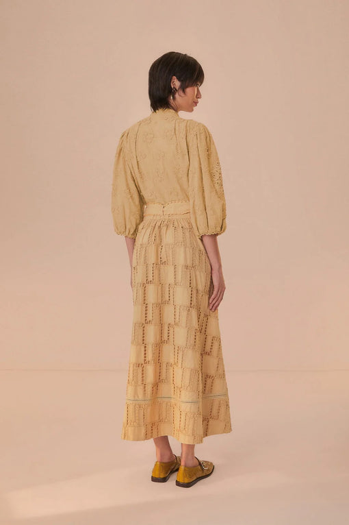 Sand crochet midi skirt