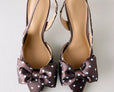 Polka Dot Satin Bow Slingback Heels