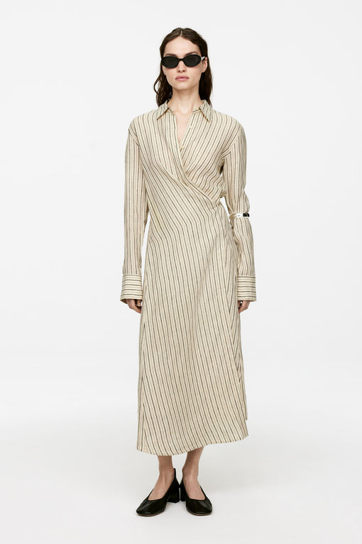 Wrap-Detail Linen Dress