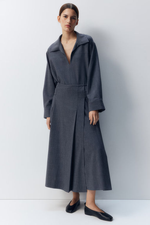 Pleated A-line skirt