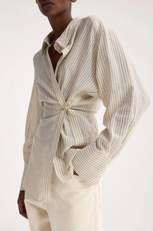 Asymmetric waisted striped shirt