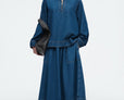 ELASTICATED DENIM MIDI SKIRT