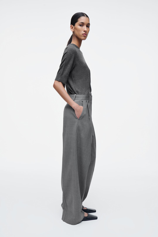 Relaxed Twill Wide-Leg Trousers