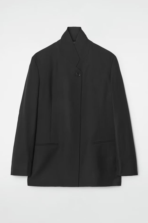 STAND-COLLAR WOOL BLAZER