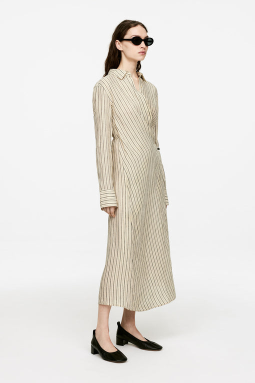 Wrap-Detail Linen Dress