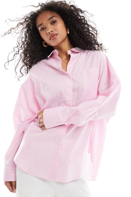 Relaxed shirt in pink stripe