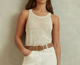 Brompton Leather Square Buckle Belt in Camel/Taupe