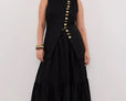 BAYLEE BLACK SLEEVELESS LINEN TOP