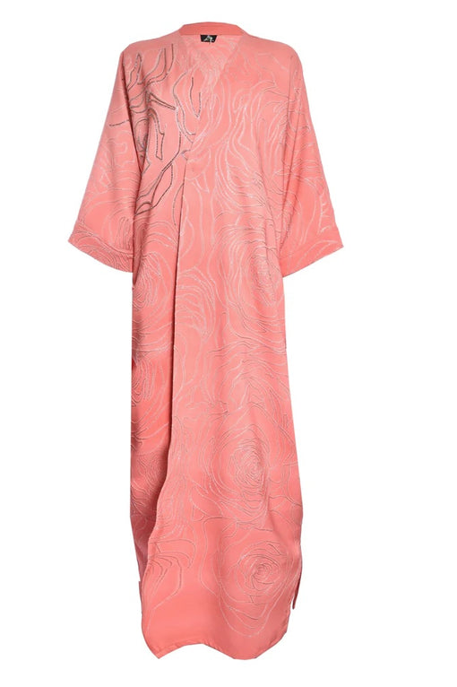 Embroidered Crepe Silk Abaya in Blush Pink