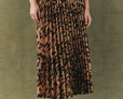 Leopard Print Pleated Maxi Skirt