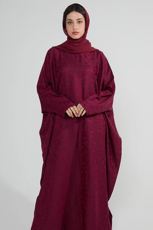 Ruby Jacquard Luxé Butterfly Abaya