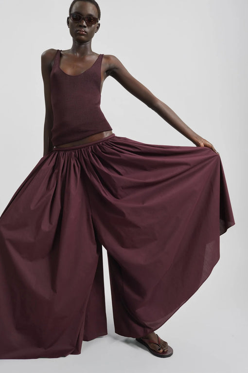 Gaeta Wide Corded Waistband Culottes - Burgundy
