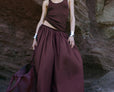Gaeta Wide Corded Waistband Culottes - Burgundy