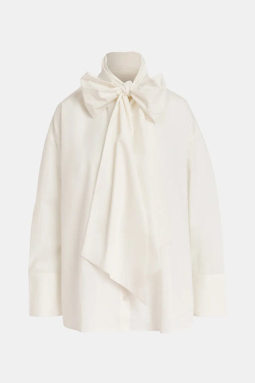 Off-white cotton shirt with pussy bow