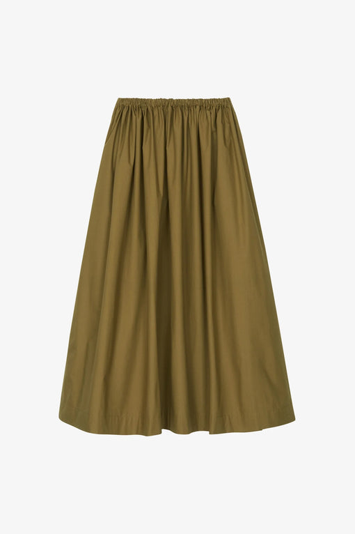 JALEV GATHERED COTTON SKIRT - MARTINI OLIVE
