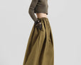 JALEV GATHERED COTTON SKIRT - MARTINI OLIVE