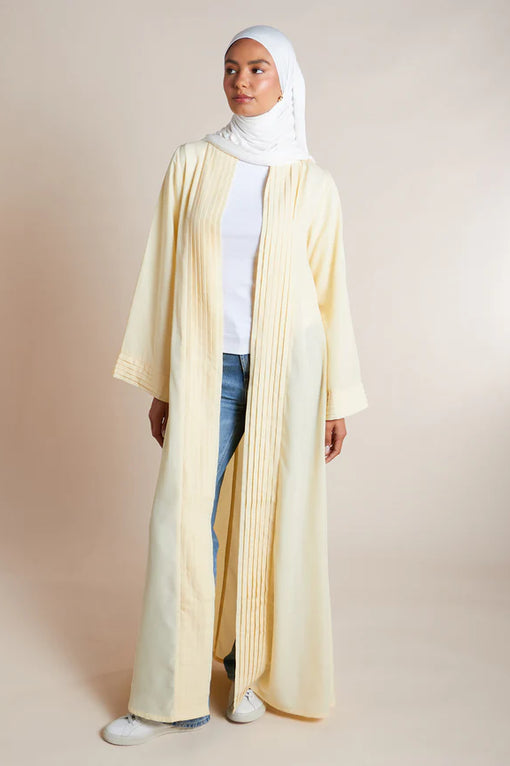 Open Pleat Abaya Buttercream
