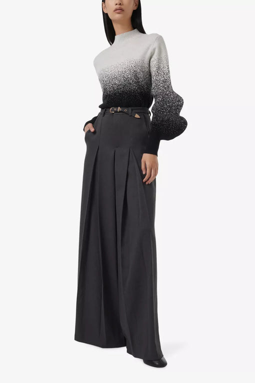 Gradient high-neck balloon-sleeve knitted jumper