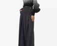 Gradient high-neck balloon-sleeve knitted jumper