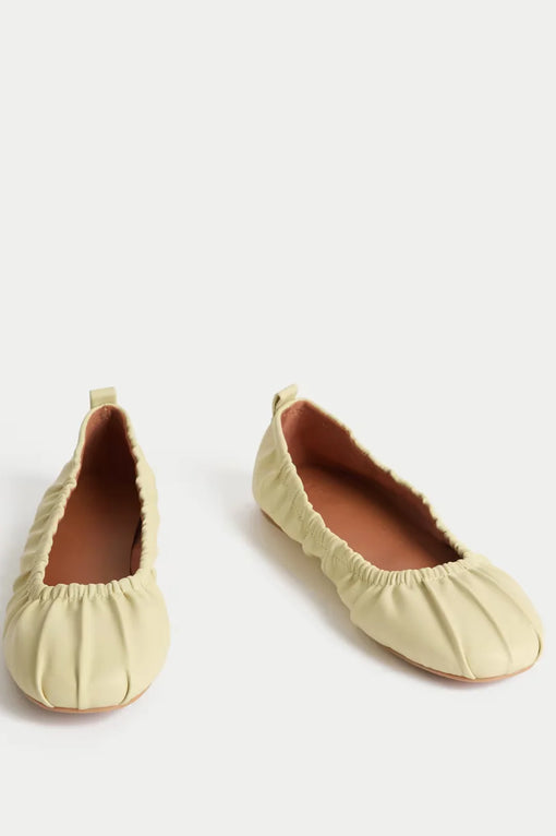 Ruched Slip On Ballet Pumps