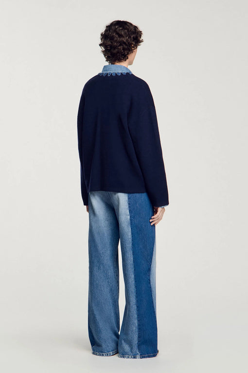 Cardigan with denim details