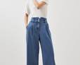 Petite Denim Wide Leg Trousers
