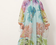 Curve chiffon trapeze maxi dress with balloon sleeve