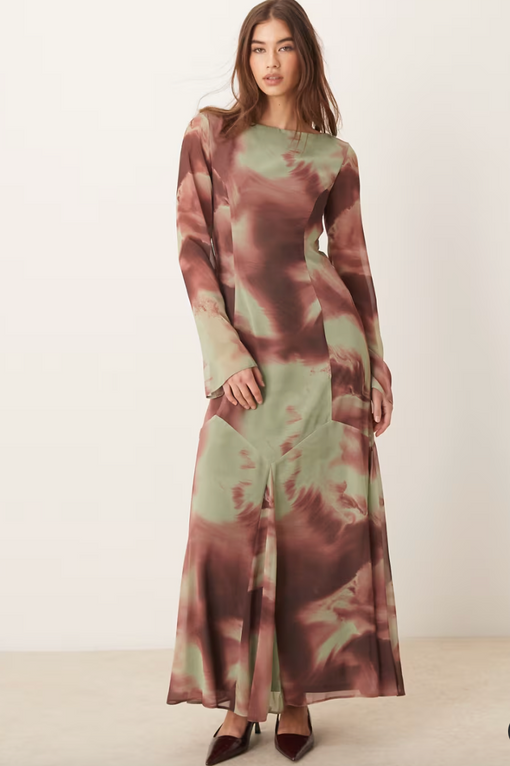 Godet hem maxi dress