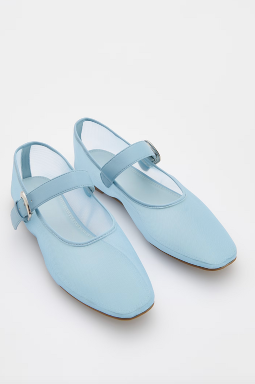Mesh ballet flats with strap