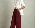 Heather Palazzo Tailored Trousers in Dark Red