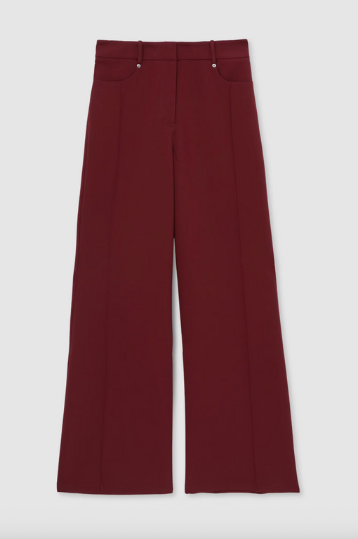 Heather Palazzo Tailored Trousers in Dark Red