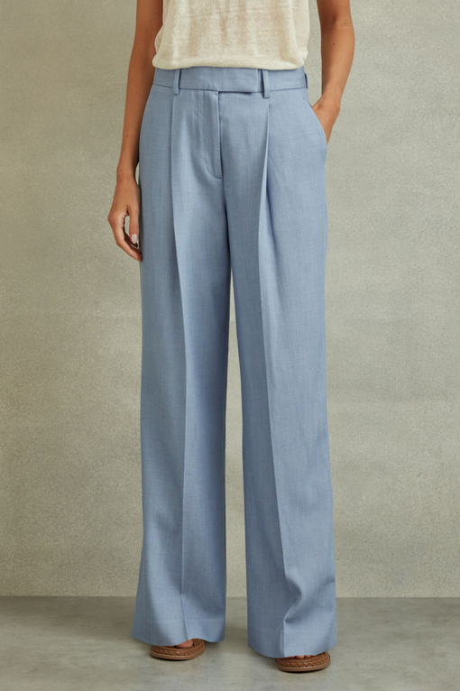 June Wide Leg Suit Trousers with TENCEL Fibers in Blue