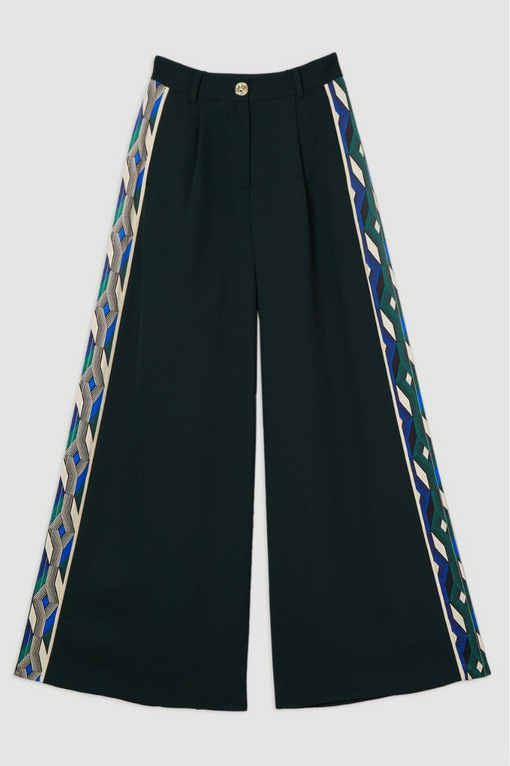 Amelia Graham Printed Viscose Satin Hight Waist Trouser