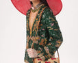 VALENTINO GARAVANI 9TO5 SHOULDER BAG IN JACQUARD RAFFIA WITH CHERRYFIC MOTIF