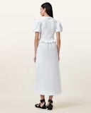 Ode Shirred Puff Sleeve Midi Dress