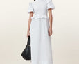 Ode Shirred Puff Sleeve Midi Dress