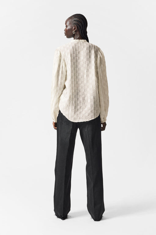 Textured Voluminous Sleeve Blouse