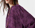 Voluminous Floral-Appliqué Blouse