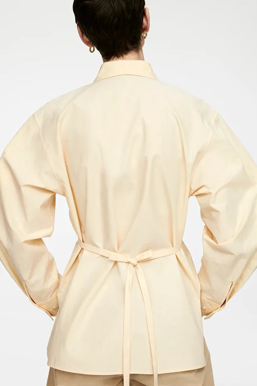 Tie-Belt Cotton Blouse